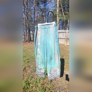 Teal Floral Print Pants